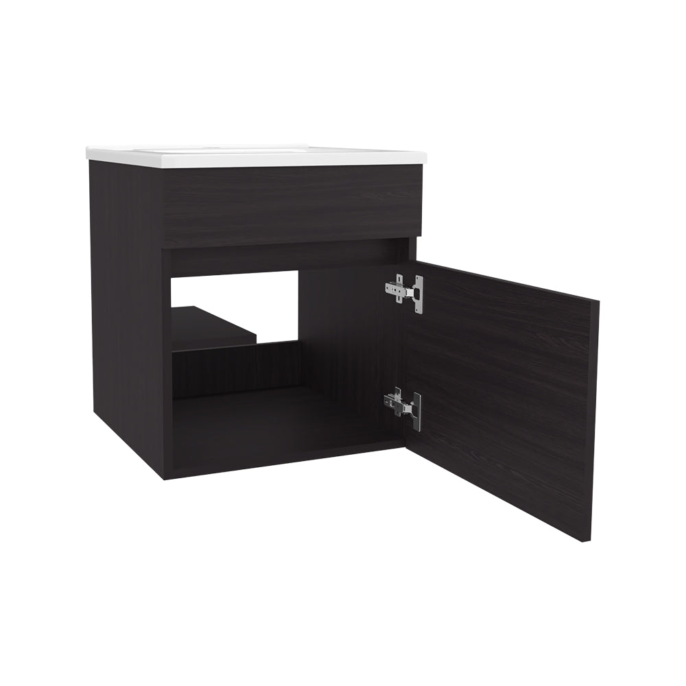 English Elm Newell Black Vanity Sink Cabinet with Shelves & Large Storage, Engineered Wood, Durable Finish B092P360644