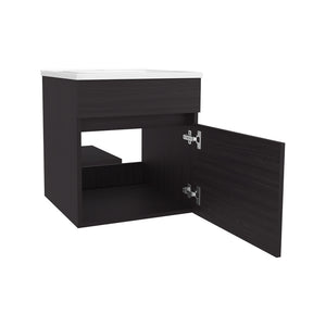 English Elm Newell Black Vanity Sink Cabinet with Shelves & Large Storage, Engineered Wood, Durable Finish B092P360644