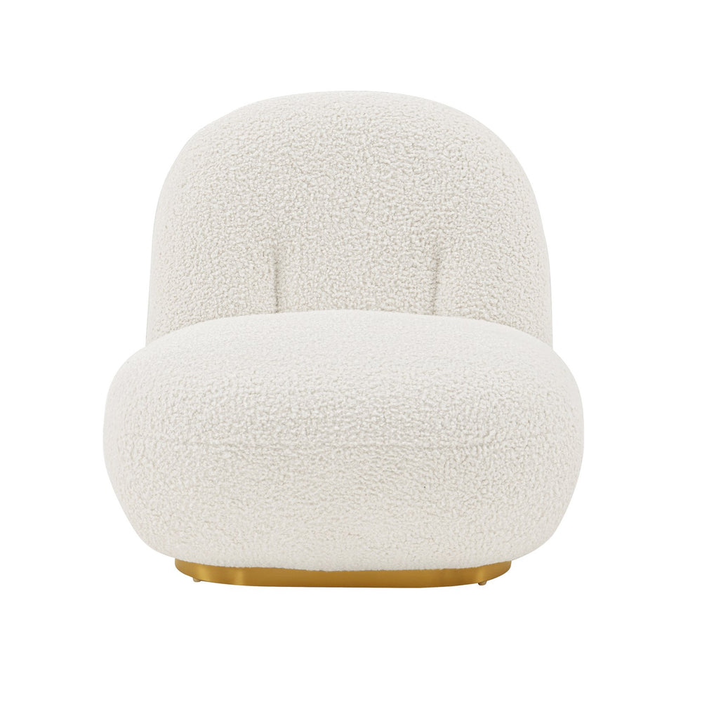 English Elm Edina Boucle Lounge Chair White — Luxurious Bouclé, Brushed Gold Base, 440 lb Capacity, Ready-to-Use B365P397977