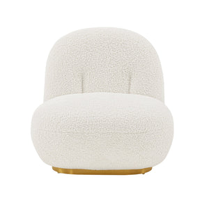 English Elm Edina Boucle Lounge Chair White — Luxurious Bouclé, Brushed Gold Base, 440 lb Capacity, Ready-to-Use B365P397977