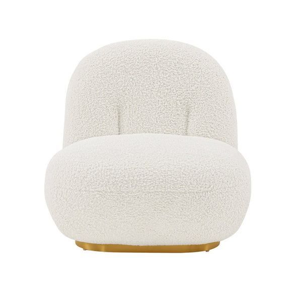 English Elm Edina Boucle Lounge Chair White — Luxurious Bouclé, Brushed Gold Base, 440 lb Capacity, Ready-to-Use B365P397977