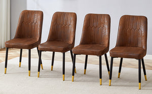 English Elm Brown Suede-Like Velvet Dining Chair Set - Elegant 4-Pack With Black Metal Legs & Gold Accents W1151P211985