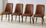 English Elm Brown Suede-Like Velvet Dining Chair Set (Four-Pack)Black Metal Legs,Dinning Chairs,Brown.