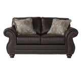 English Elm Leinster Faux Leather Upholstered Nailhead Sofa, Loveseat, and Chair Set