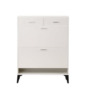 English Elm Large Shoe Cabinet – Space-Saving 2 Flip Drawers + 2 Storage Drawers, Holds 20 Pairs, Anti-Tip White Organizer (31.5" x 9.4" x 42.1") W2516P185160
