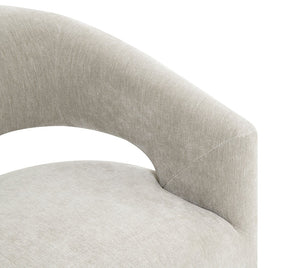 English Elm Contemporary Sculpted Barrel-Back Arm Chair with Smooth Casters, Neutral Textured Upholstery, Stylish Accent Seating taupe 27 L x 26 W x 33 H B2741P400836