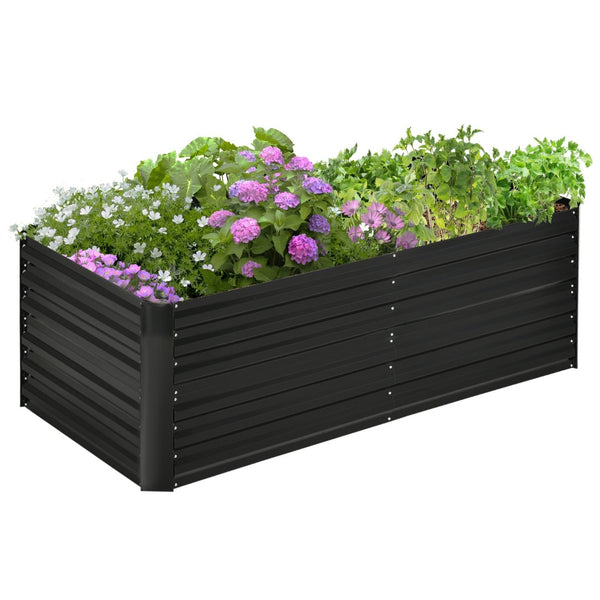 English Elm Outsunny Tall Galvanized Steel Raised Garden Bed with Reinforced Walls for Deep Root Growth W2225P200485