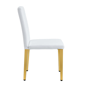 English Elm Set of 4 White Pu Leather Dining Chairs with Black Steel Legs for Modern Interiors W1151P269053
