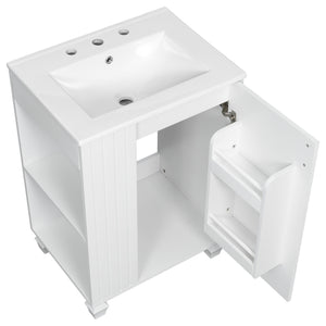 English Elm Christopher Knight Home® - 24" Retro Bathroom Vanity with Ceramic Sink, Solid Wood Frame, Soft-Close Door, Ample Storage White N759P293645K