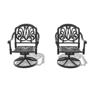 English Elm Cast Aluminum Swivel Chair Set - 2Pcs Stylish Black Frame With Cozy Brown Cushions For Outdoors W1710S00410