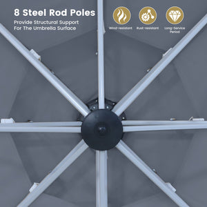 English Elm 11FT Patio Umbrella with Double Venting Top, UPF50+ 11x11ft Shade, Aluminum Frame, Tilt & Rotate Gray 106.3 L x 16.14 W x 6.3 H T3609P347438