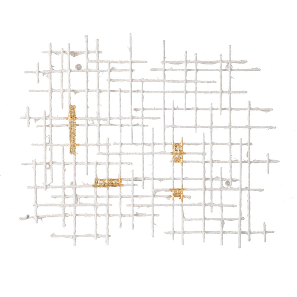 English Elm 32x1.5x26" Grid Geometric Wall Decor with Gold Accents – Modern Textured Accent Art for Living Room W2078P205302