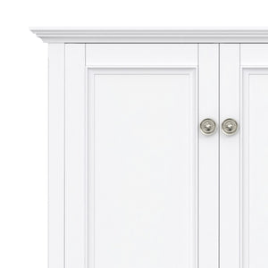 English Elm Amherst Shaker Pine Sideboard Wide Four Door Storage Cabinet for Dining Hallway White B136P481649