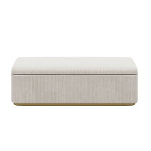 English Elm 59.1" Corduroy Storage Ottoman Bench 130L Vertical Stripe Design, Metal Base, 400LB Capacity, Light Grey N701P201414E