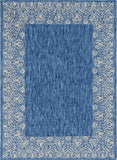 Unique Loom Outdoor Border Floral Border Machine Made Floral Rug Blue, Ivory 8' 0" x 11' 4"