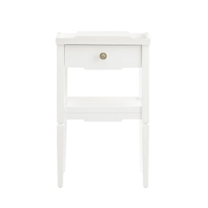 English Elm Foley Mid-Century White 1-Drawer Nightstand with Gold Pull, Tapered Legs & Lower Shelf Storage B050P376969