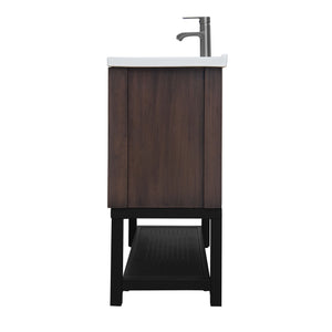 English Elm 36" Freestanding Bathroom Vanity with White Ceramic Sink, Adjustable Feet, Metal Hinges, Shelf Walnut W688P224383