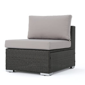 English Elm Christopher Knight Home® - SANTA Rosa Armless Outdoor Chair with Aluminum Frame, Water-Resistant Cushion, Wicker Design, 33"D x 25"W Grey+Silver 57466.00ALUGRY