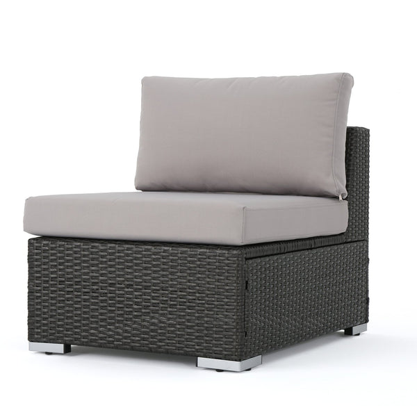 English Elm Christopher Knight Home® - SANTA Rosa Armless Outdoor Chair with Aluminum Frame, Water-Resistant Cushion, Wicker Design, 33"D x 25"W Grey+Silver 57466.00ALUGRY
