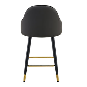 English Elm Set of 2 Pu Leather Barstools with Gold Footrest Curved Back for Kitchen Island Dark Gray,White+Black W1151P383772