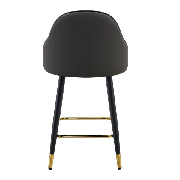 English Elm Set of 2 Pu Leather Barstools with Gold Footrest Curved Back for Kitchen Island Dark Gray,White+Black W1151P383772