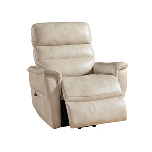 English Elm Contemporary Power Reclining Lift Chair Cream Faux Leather Memory Foam, Quiet Motor, Easy Rise B347P352678