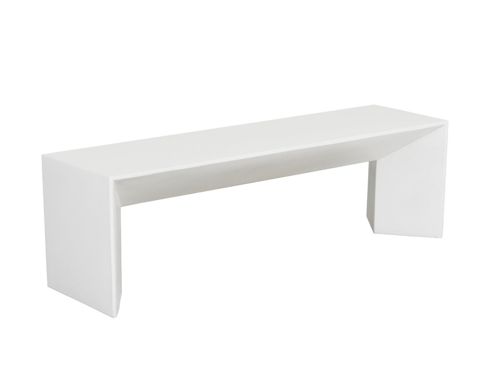 Sunpan NOMAD Concrete Bench - Minimalist White Design for Indoor & Outdoor Use, Durable & Stylish Seating 108020