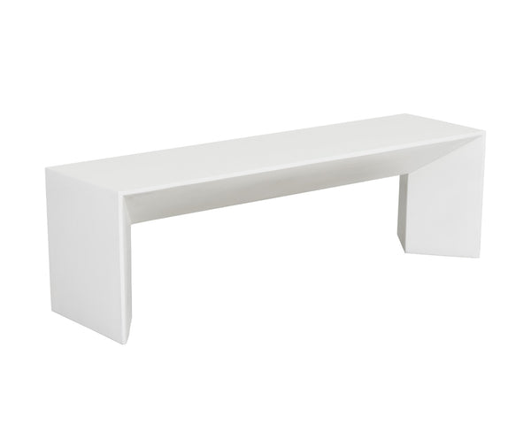 Sunpan NOMAD Concrete Bench - Minimalist White Design for Indoor & Outdoor Use, Durable & Stylish Seating 108020