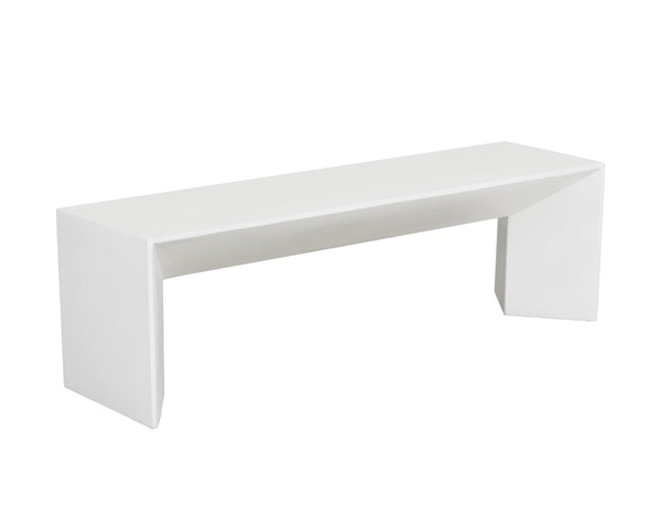 Sunpan Nomad Bench - Elegant Concrete Design with Unique Textures for Indoor and Outdoor Spaces, 55.75"W White