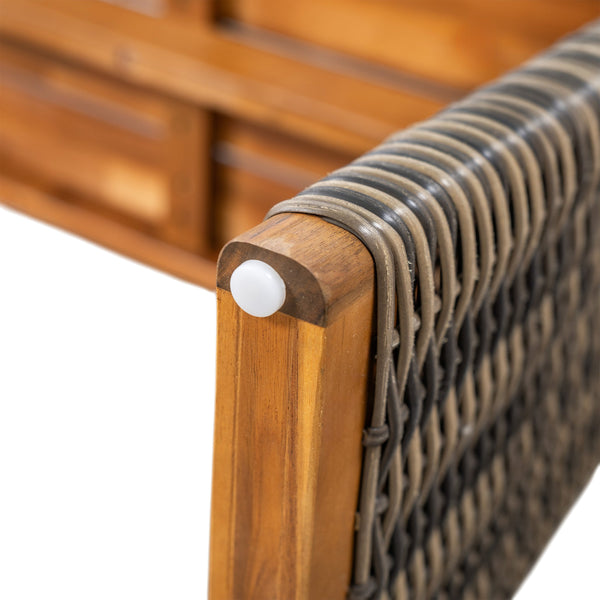 English Elm Christopher Knight Home® - Outdoor Acacia Wood Bench With Teak Finish & Grey Wicker Accents - Stylish, Durable, Versatile Seating N773P286716G