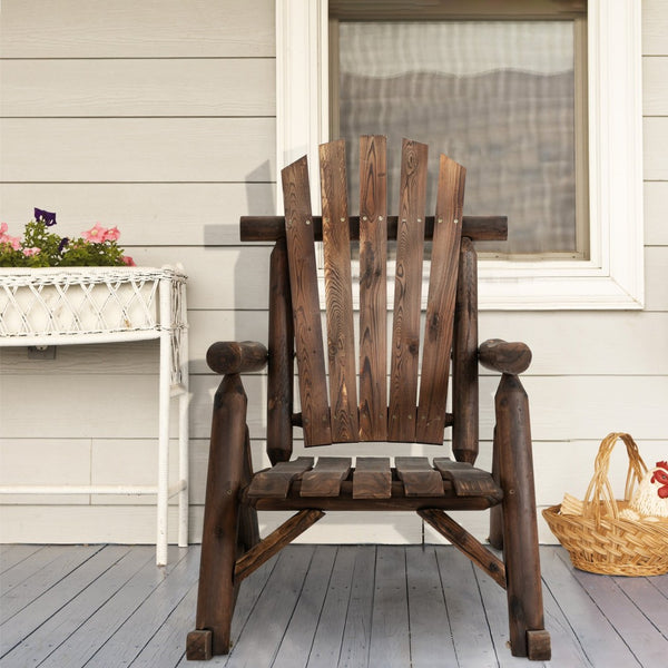 English Elm Outsunny Rustic Adirondack Rocking Chair – Weather-Ready Wooden Patio Seat For Outdoor Relaxation W2225P174323-GIGA