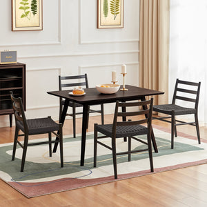 English Elm Wood Rattan Dining Chairs Set of 2 — Fully Assembled Beech Wood, Ergonomic Back, 300lb Capacity, Black T3623P381090