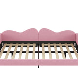 English Elm Full Size Upholstered Daybed, Sherpa Fabric Sofabed With Cloud-Shaped Backrest, No Box-Spring Needed, Pink