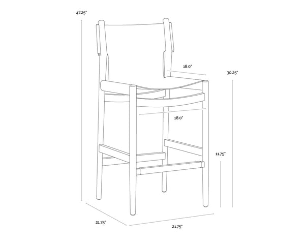 Sunpan ARGUS Barstool - Mid-Century Modern Nubuck Leather with Solid Oak Frame for Stylish Comfort 112683