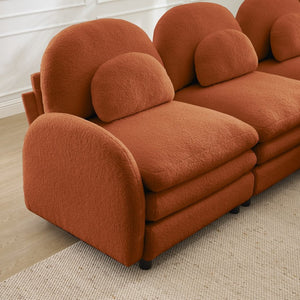 English Elm Teddy Fleece Curved Loveseat Modular Two Seater Sofa with Cloud Soft Double Layer Cushions Orange W5656S00091
