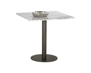 Sunpan Claudia Bistro Table - Elegant Art Deco Design with Unique Marble Top and Pewter Steel Base for Dining 30W x 30D x 30H