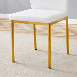 English Elm Luxury Dining Chair Set Of 6 - White Pu Upholstered Chairs With Gold Metal Legs For Elegant Spaces W1151P282699