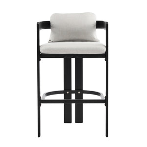 English Elm Christopher Knight Home® - Pula Weatherproof Aluminum Counter Stools Set of 2 — Black Frame, Grey Olefin Cushions, Ergonomic Bar Chairs N775P361567G