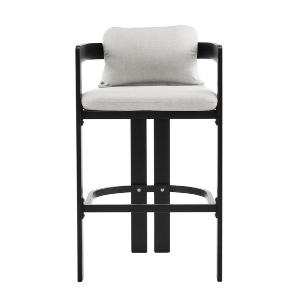 English Elm Pula Outdoor Aluminum Counter Stools with Cushions Powder Coated Patio Set of 4 N775P361567G-S4