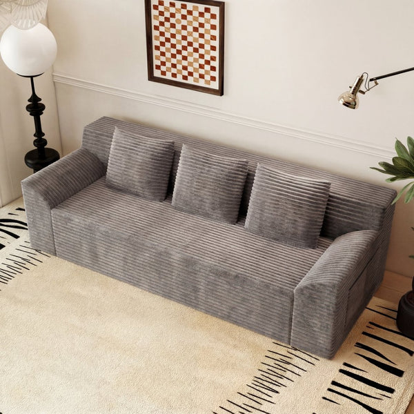 English Elm 71" Corduroy Tufted Loveseat with Deep Seat and Curved Back for Compact Living Spaces Camel W5571P440918
