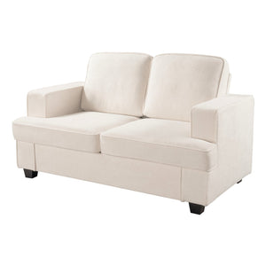 English Elm Modern Velvet Loveseat with Deep Seating and High-Density Foam, Loose Back Cushions, Wide Arms, Stylish Living Sofa for Home 93 Ivory B2735P292323