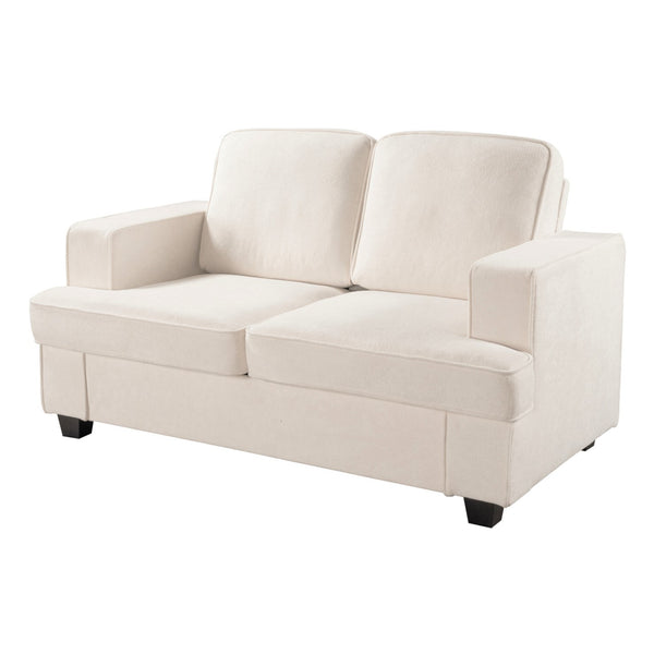 English Elm Modern Velvet Loveseat with Deep Seating and High-Density Foam, Loose Back Cushions, Wide Arms, Stylish Living Sofa for Home 93 Ivory B2735P292323