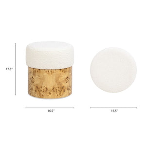 English Elm Nebula Sculptural Boucle Round Ottoman with Three Legged Base for Living Room B2719P238446
