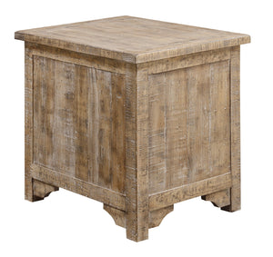 English Elm Wallace & Bay - Taupe Rustic Solid Wood Side Table with Sandstone Buff Finish, Easy-Care Design, 24"H Compact Accent Piece B2709P212413