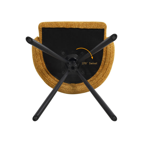 English Elm 270° Swivel Mid-Century Modern Upholstered Desk Chairs Set of 2 with Thick Cushion & Metal Base Orange W757P281147