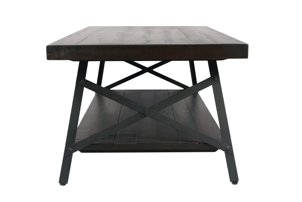 English Elm Wallace & Bay - Brown Modern-Rustic Coffee Table – Solid Wood & Steel-Gray Accents For Stylish Living Room Appeal B2709P212388-GIGA
