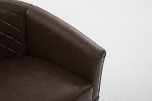 English Elm chair Quilted Diamond-Back Accent Chair with Nailhead Trim, Soft Tactile Upholstery & Solid Wood Legs Brown PU W3515P326998