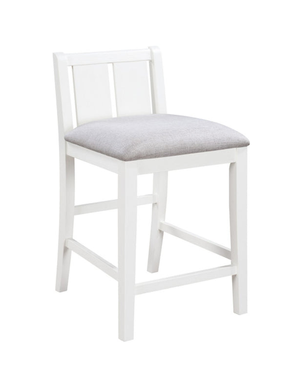 English Elm Gregorio 3 Piece Counter Dining Set with Usb Ports Open Shelf and Upholstered Seating White B2749S00333