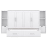 Hearth and Haven Reed Full Size Murphy Bed with Shelves, 2 Drawers and USB Ports, White LP000567AAK