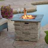 Christopher Knight Home® Noble House 32'' Stone Square Mgo Fire Pit W/ Grey Top- 40,000 Btu